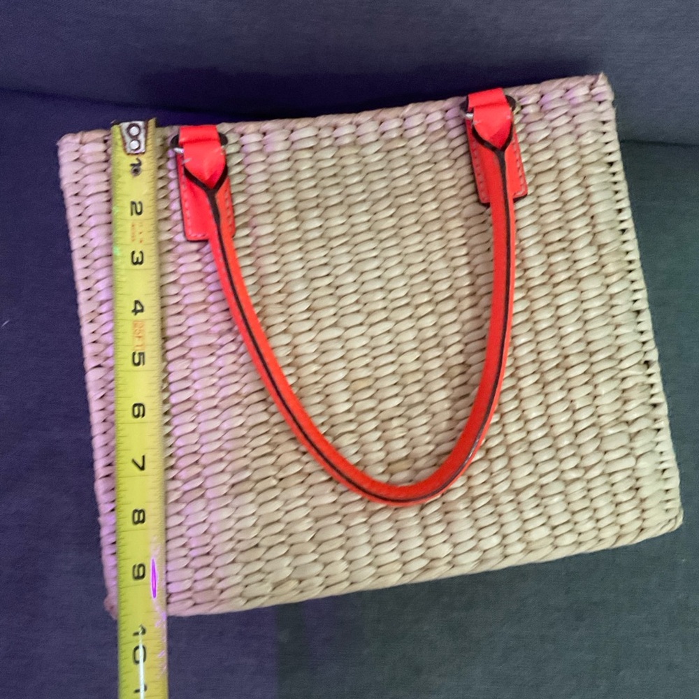 kate spade Natural Woven Tote with Orange Trim - Picture 3 of 7